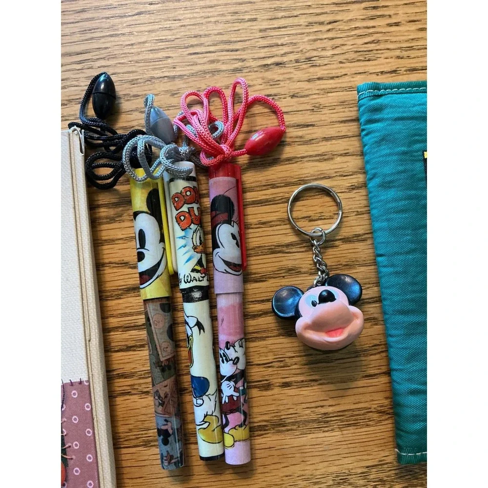 Disney Mickey Mouse Stationery Bundle Notebook Pens Keychain Set Vintage works